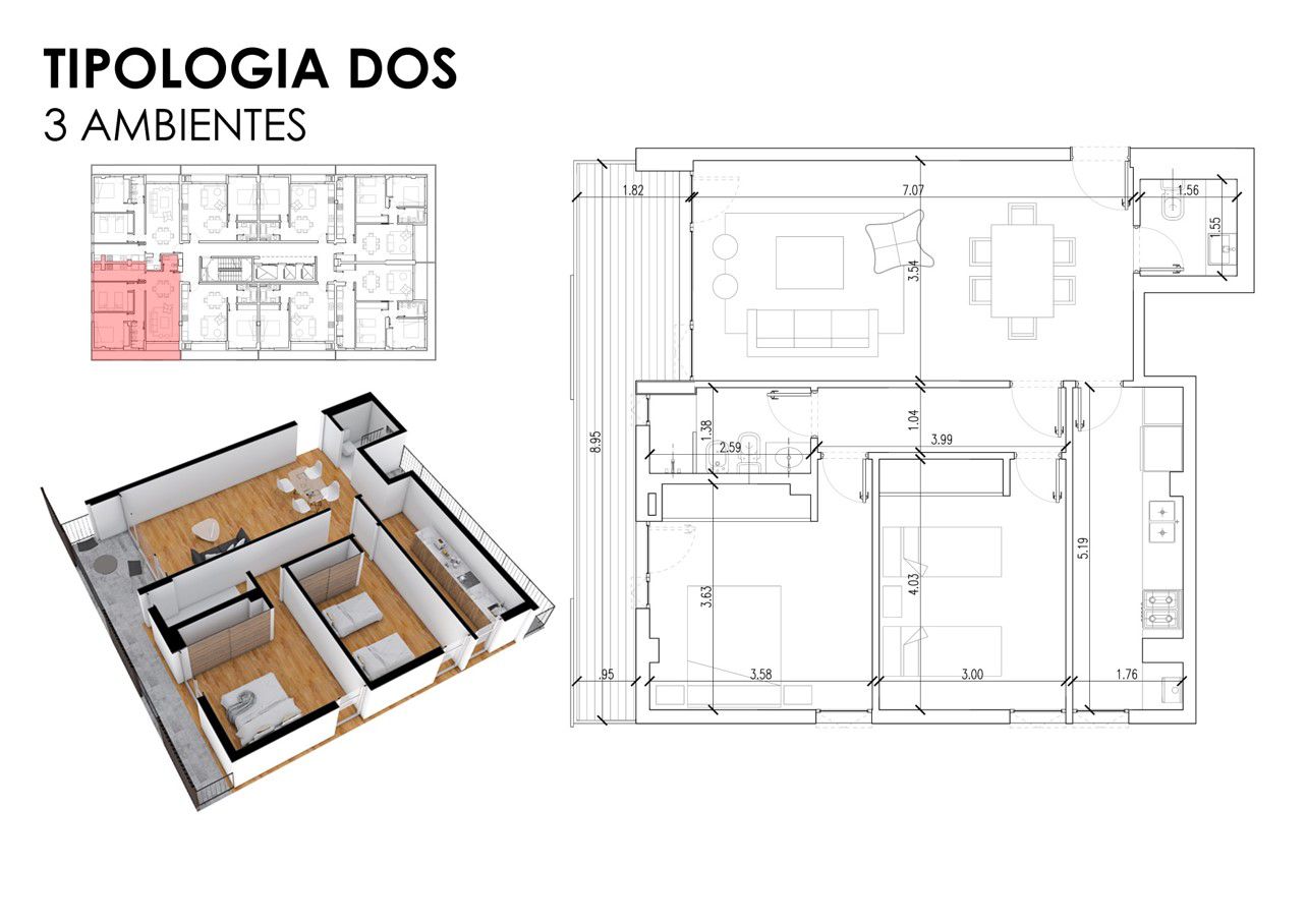 Tipología II Terrazas del Centro - Plano Tipología Dos